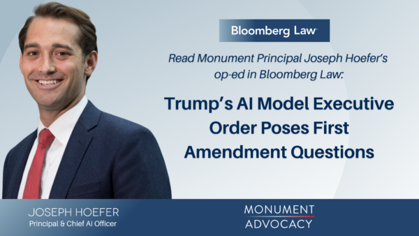 Hoefer Bloomberg Law - AI EO First Amendment - Aug 2026