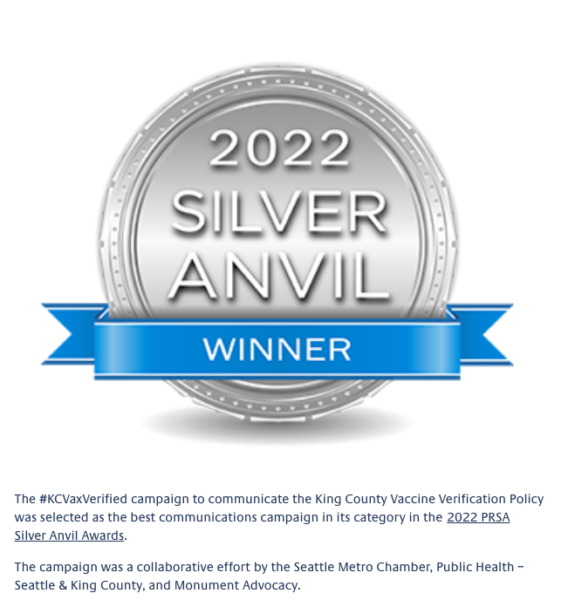#KCVaxVerified Wins National Communications Award - Seattle Metropolitan Chamber of Commerce